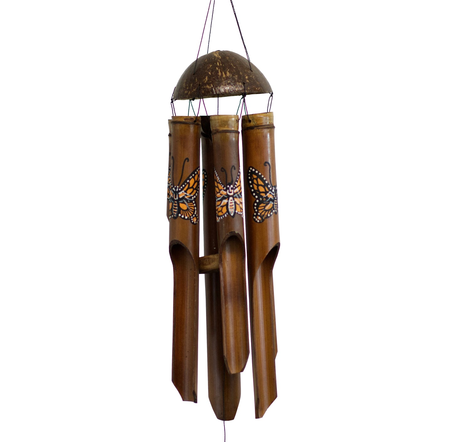 Simple Bamboo Wind Chime - Monarch Butterfly Print