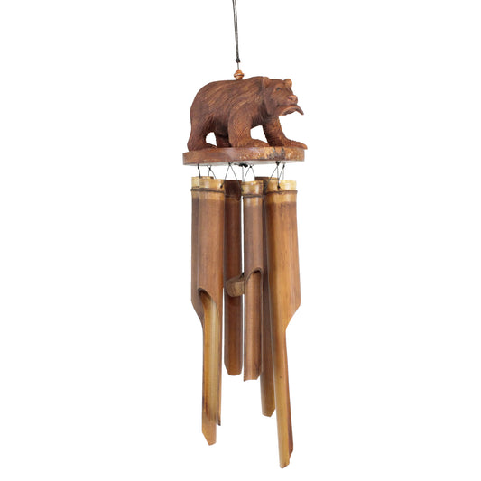 Bear with Salmon Bamboo Wind Chime