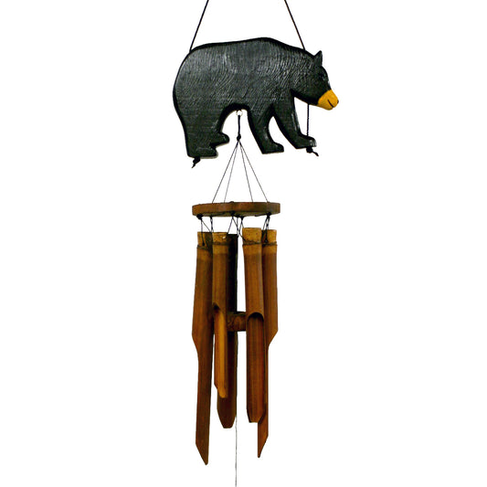 Black Bear Silhouette Bamboo Wind Chime