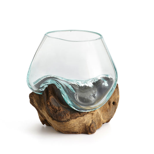 Mini Molten Glass Bowl on Gamal Wood Base