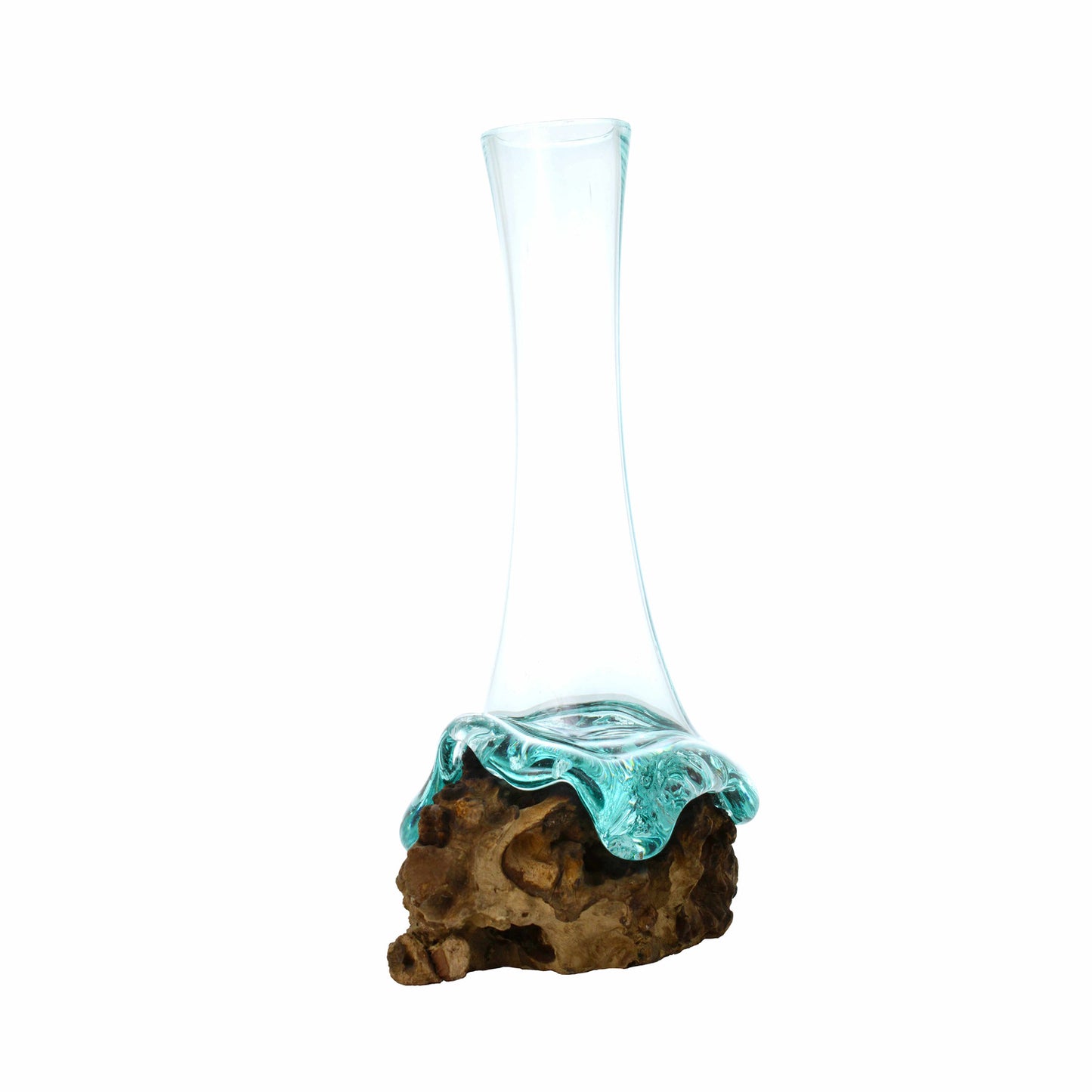 Molten Glass Vase on Gamal Root Base