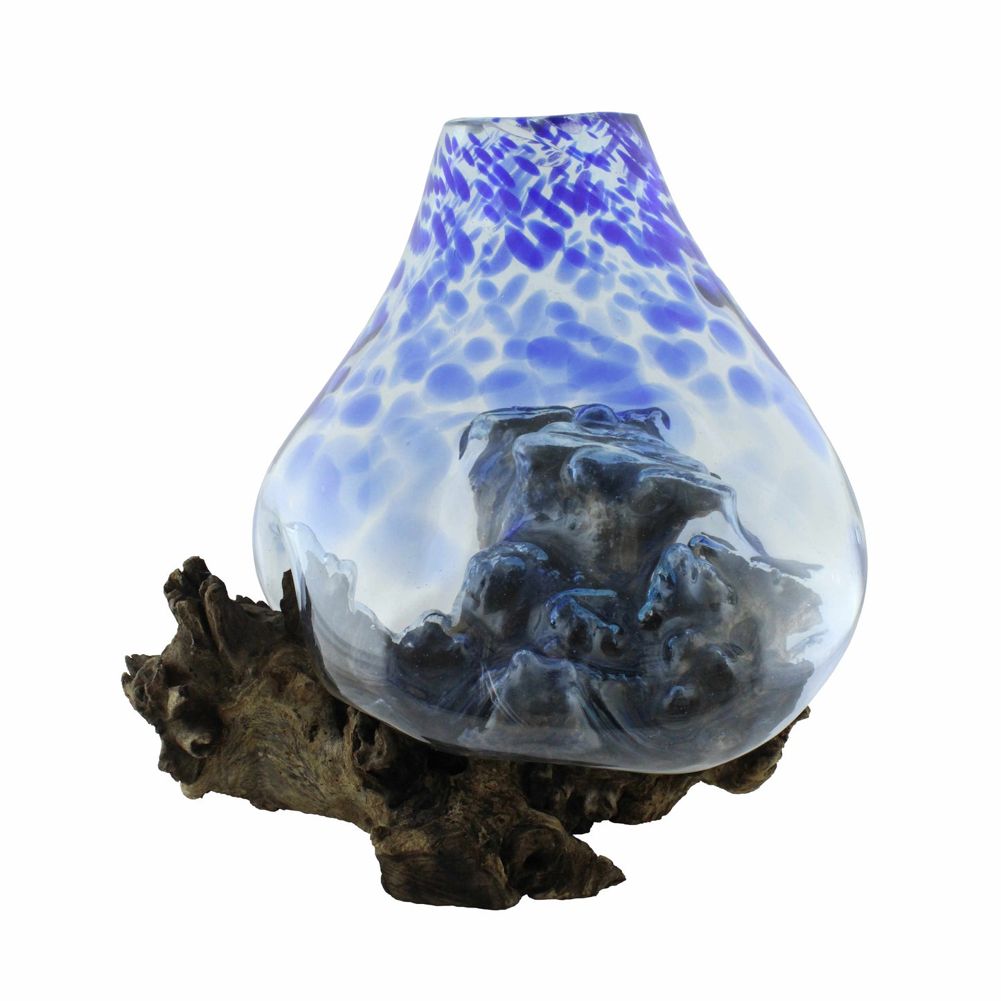 Molten Glass Blue Spotted Vessel
