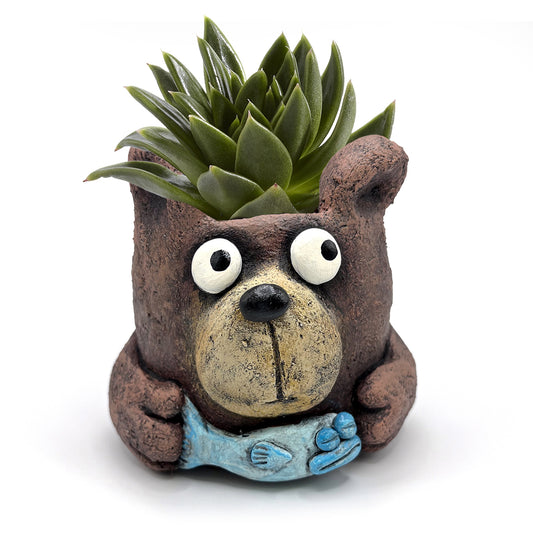 Buddy the Bear with Fish Planter