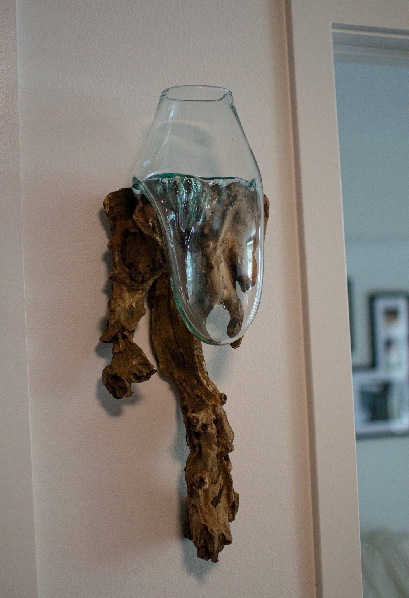 Molten Glass and Gamal Wood Wall Sconce