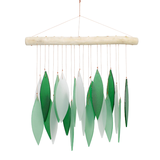 Tumbled Glass Wind Chime - Leaf Design
