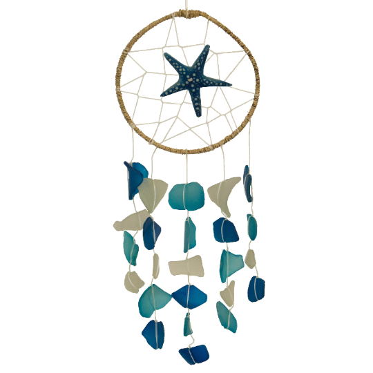 Seashore Dreamcatcher Tumbled Glass Wind Chime