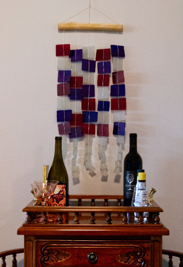 Tumbled Glass Wind Chime - Squares Pattern
