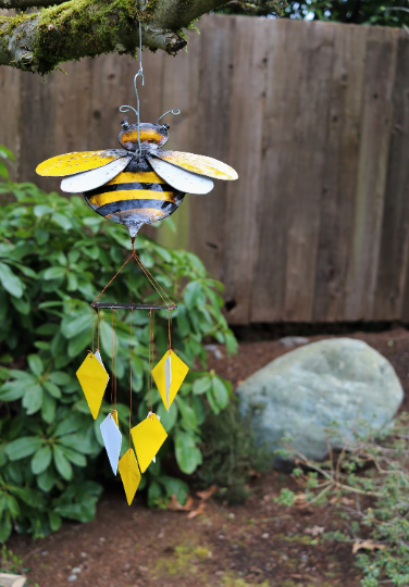 Honey Bee Upcycled Oil Drum Wind Chime