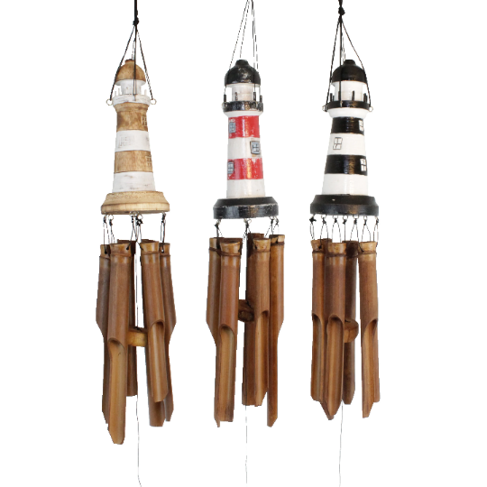Lighthouse Bamboo Wind Chime 8"