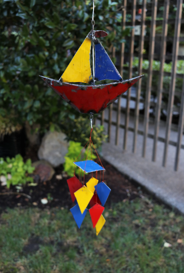 Sailboat Upcycled Oil Drum Wind Chime