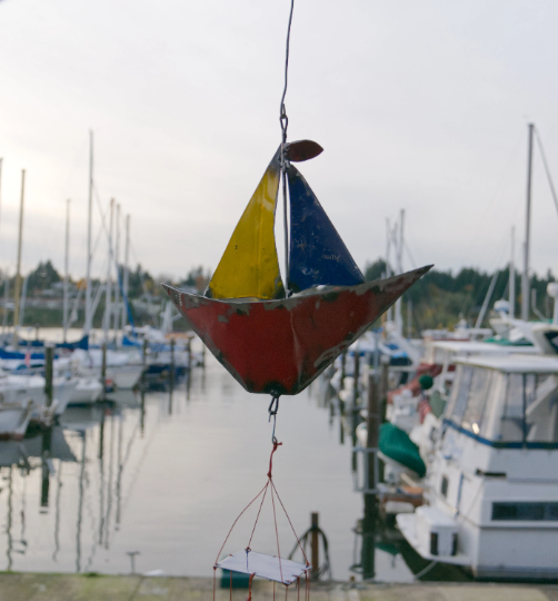 Sailboat Upcycled Oil Drum Wind Chime