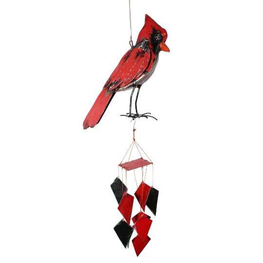 Cardinal Upcycled Oil Drum Wind Chime
