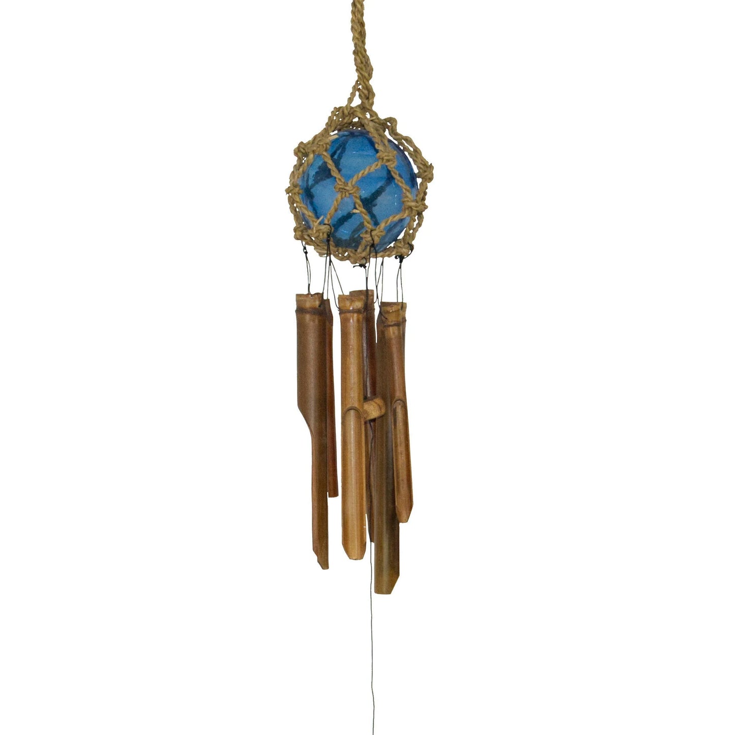 4" Assorted Color Glass Ball Bamboo Wind Chimes