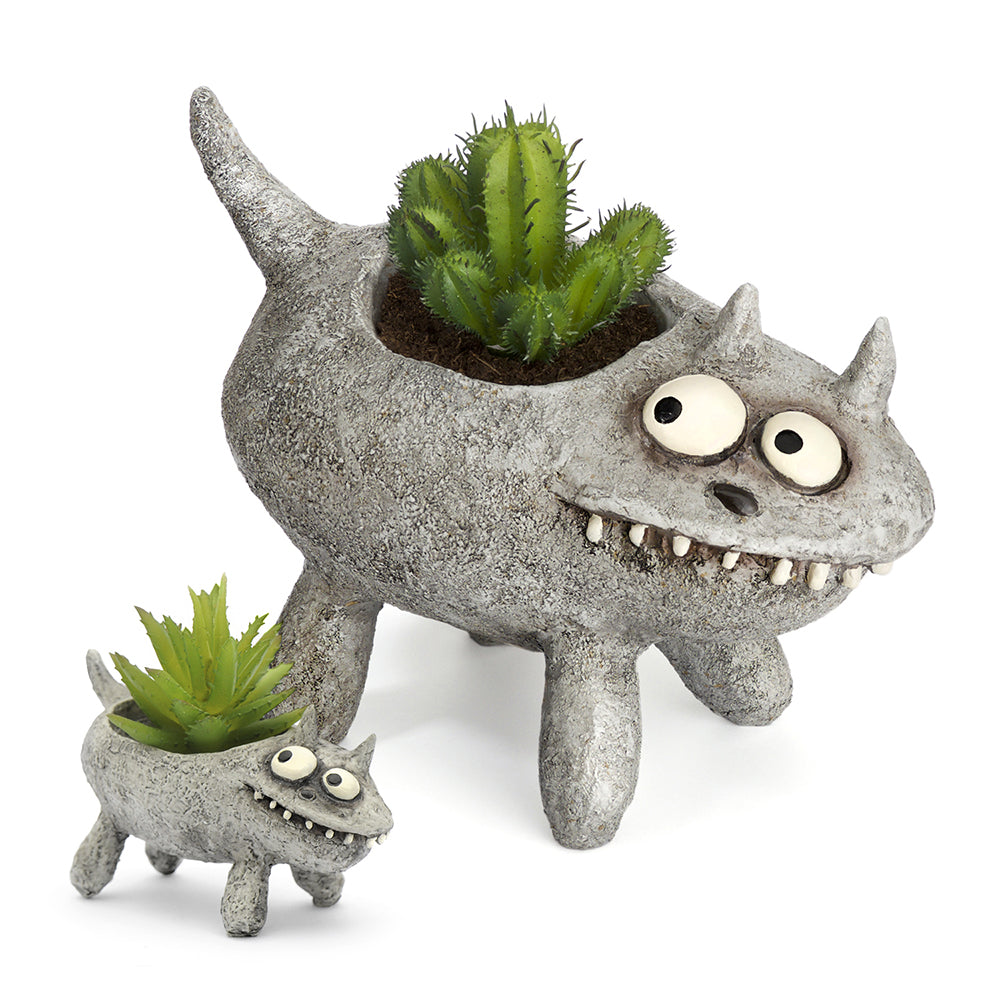 Fluffy Cat Mom & Baby Planters, Set of 2