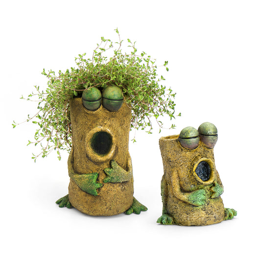 Singing Frog Mom & Baby Planters, Set of 2