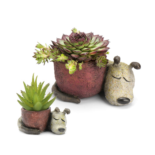 Dreaming Dogs Mom & Baby Planters, Set of 2