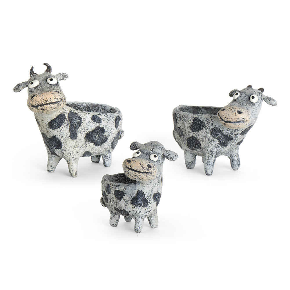 The Holstein Cow Family Planters, Set of 3